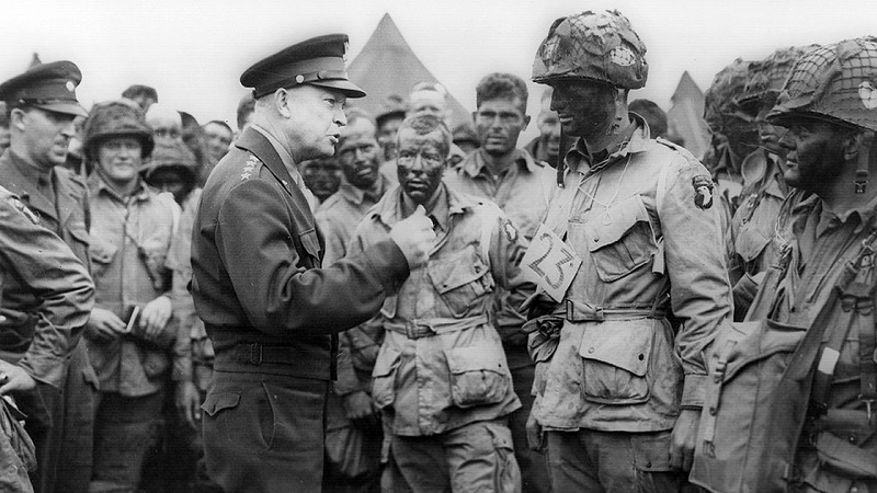 General Dwight D. Eisenhower addresses American paratroopers