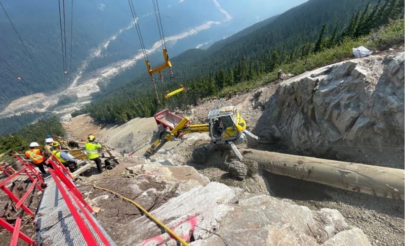 Photograph showing workforce at the top of Cable Crane Hill, Canada on the Coastal GasLink pipeline.